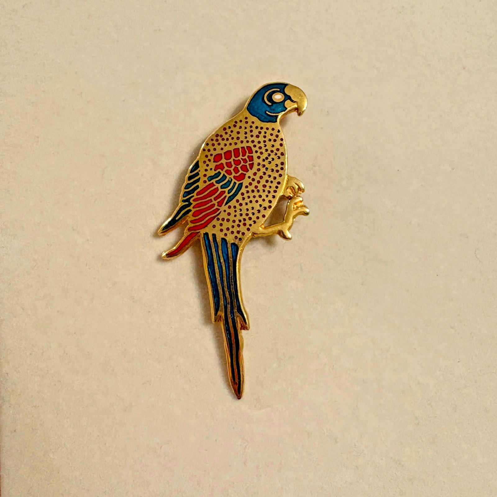 Vintage Mma Metropolitan Museum Parrot Bird Enamel Pin Brooch Large Size 3